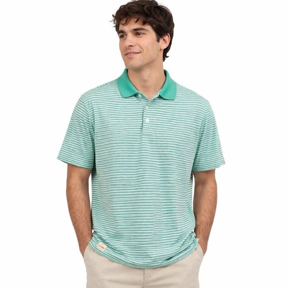 Peter Millar Other - Peter Millar Polo Shirt Men’s Large Green White Stripe Golf Cotton Short Sleeve